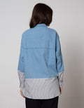 Nevada Long Sleeve Shirt Denim Combinasi