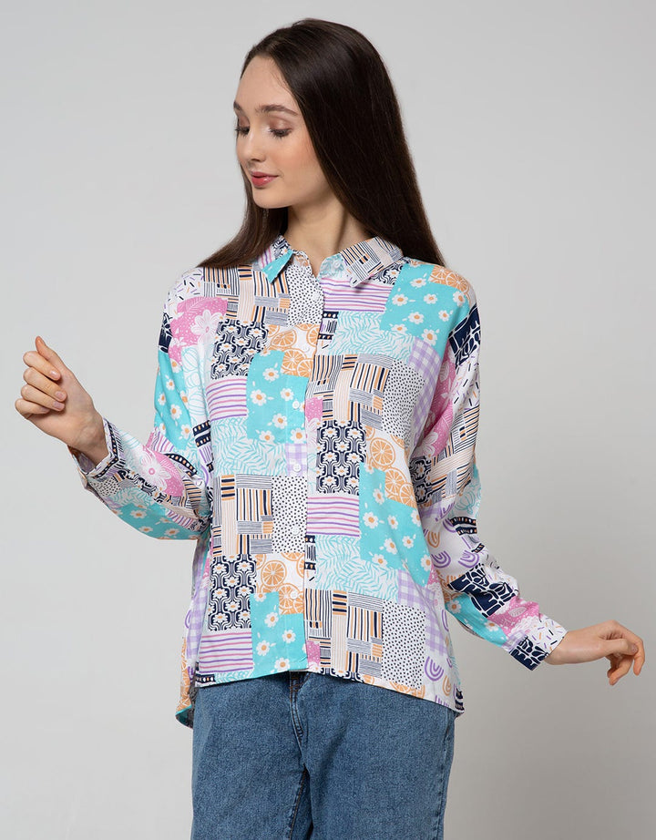 Nevada Long Sleeve Shirt Abstract Flower Print