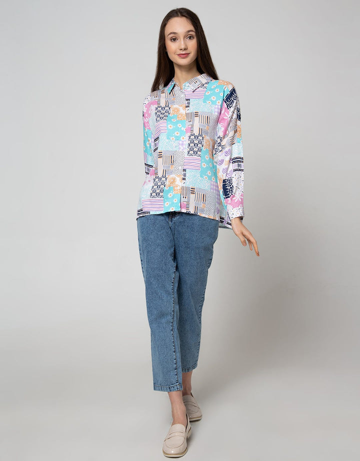 Nevada Long Sleeve Shirt Abstract Flower Print