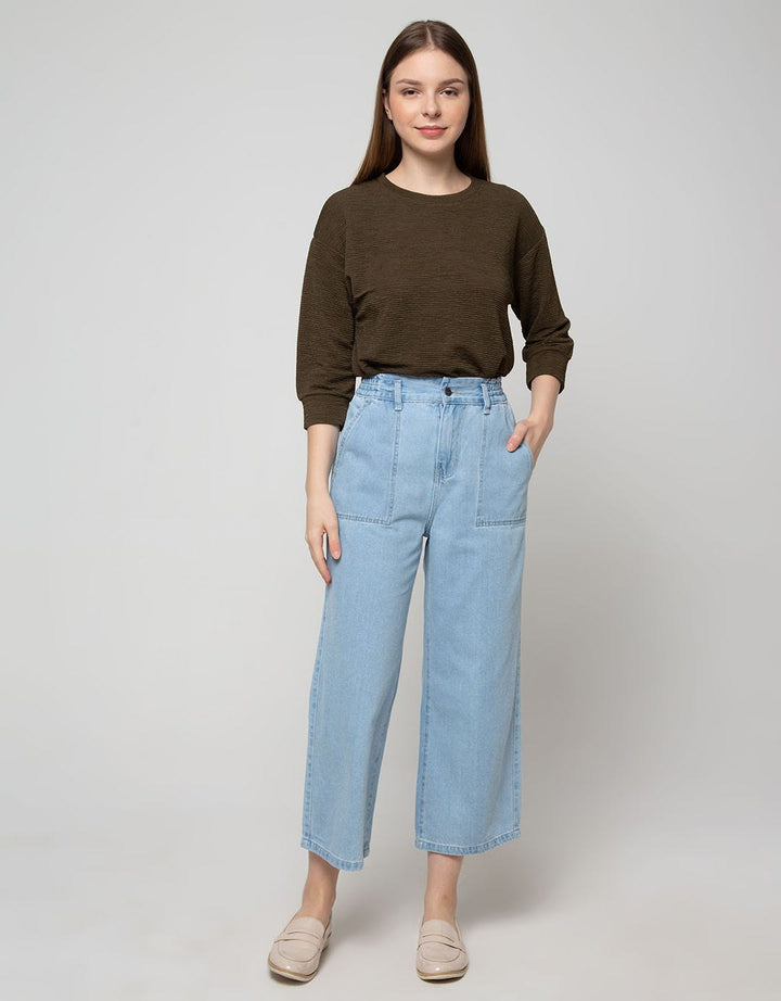 Nevada Denim Long Pants Paperbag Culottes
