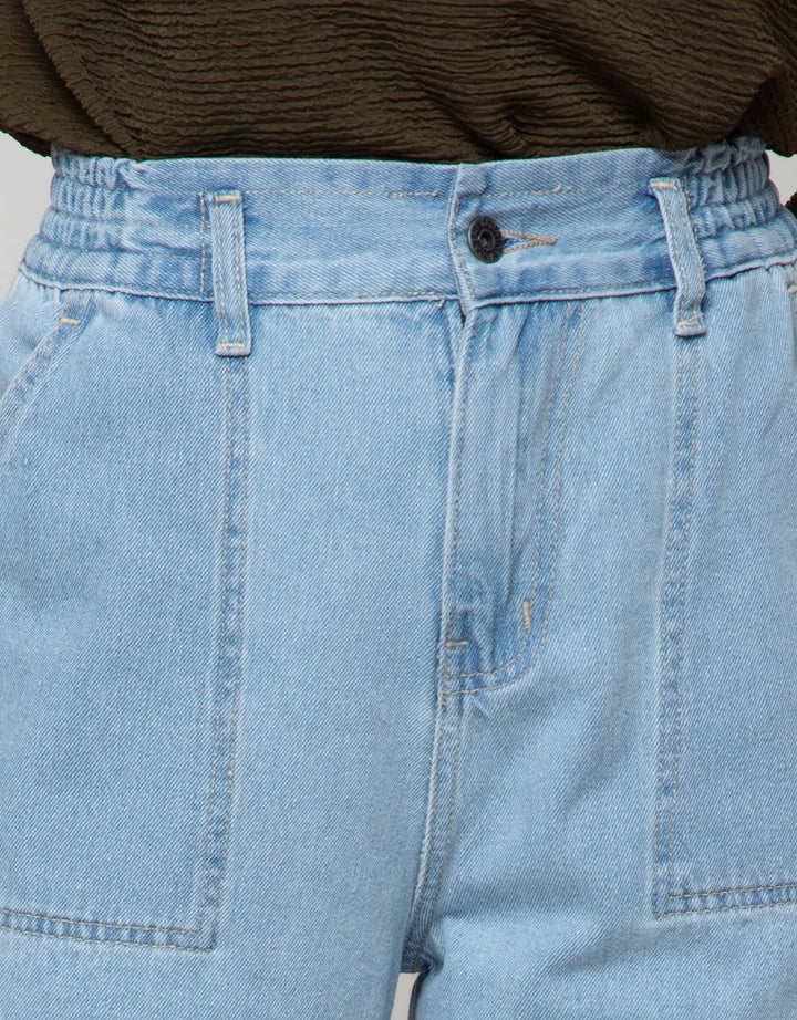 Nevada Denim Long Pants Paperbag Culottes