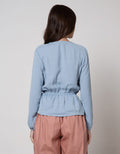 Connexion Long Sleeve Blouse Polycrepe Vneck Elastic Waist