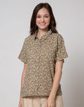 Connexion Short Sleeve Shirt Poly Boxy Dolman Sleeve Print Flower Sulur