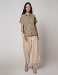 Connexion Short Sleeve Shirt Poly Boxy Dolman Sleeve Print Flower Sulur