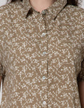 Connexion Short Sleeve Shirt Poly Boxy Dolman Sleeve Print Flower Sulur