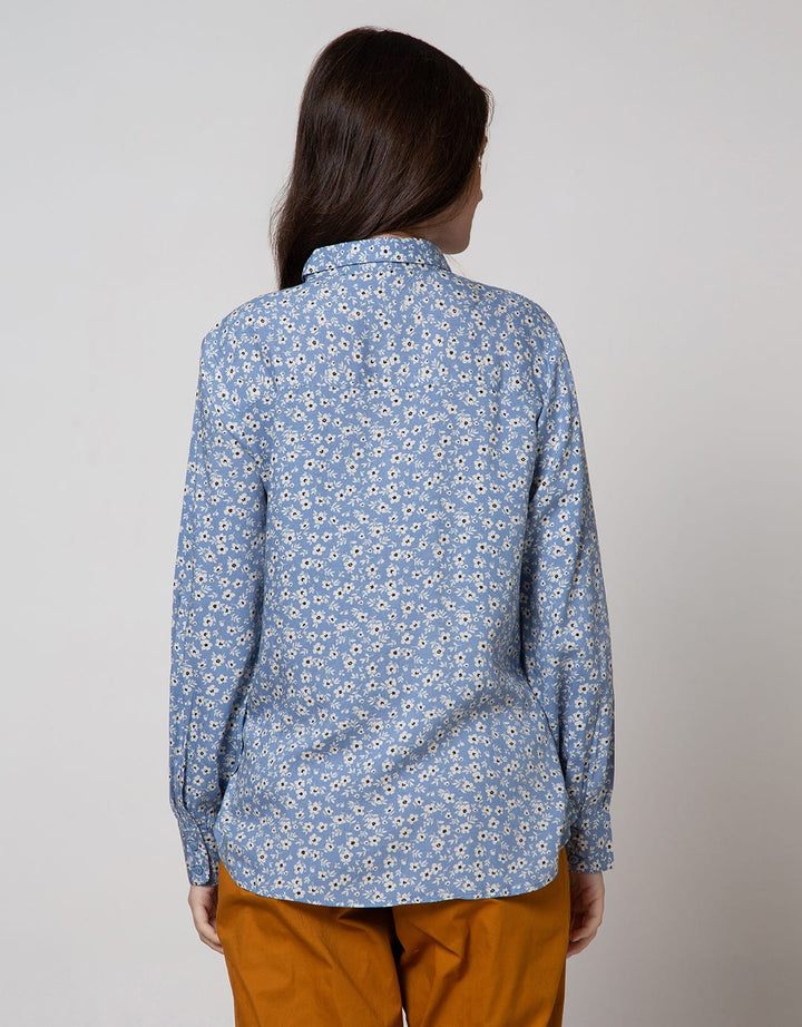 Connexion Long Sleeve Shirt Rayon Plat Print Flower Ditsies