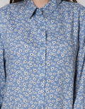Connexion Long Sleeve Shirt Rayon Plat Print Flower Ditsies