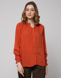 Connexion Long Sleeve Shirt Rayon Smocking Neck Detail