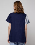 Connexion Short Sleeve Blouse Batik Parang Combi Plain