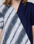 Connexion Short Sleeve Blouse Batik Parang Combi Plain