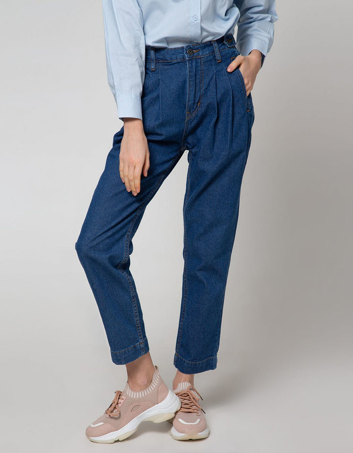 Nevada Denim Long Pants With Button Waist