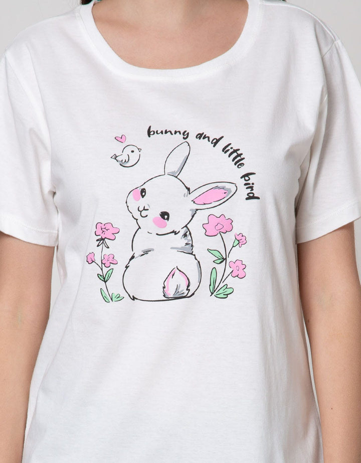 Nevada Short Sleeve T-Shirt Print Bunny And Little Bird
