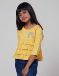 Little M Long Sleeve Shirt Woven Ruffle Indian Aplikasi