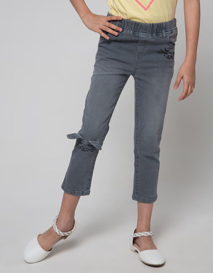 Little M Long Pants Jeggings Denim Bunny Applique