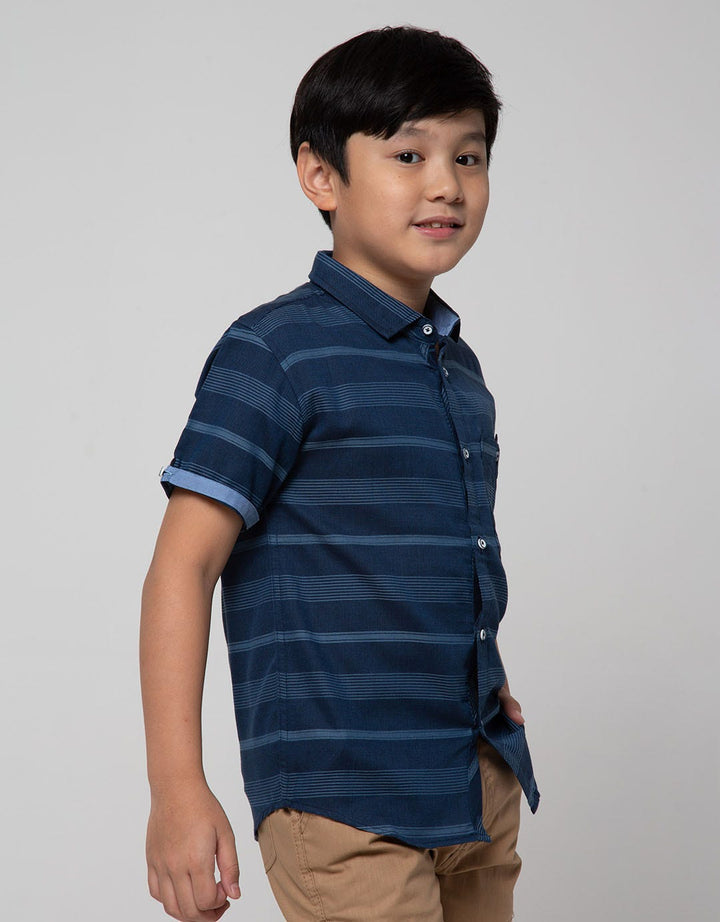 Nevada Short Sleeve Shirt Print Stripe Yarn Dyed