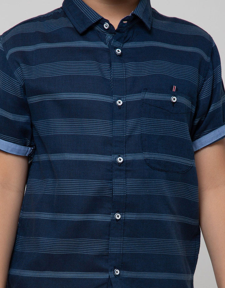 Nevada Short Sleeve Shirt Print Stripe Yarn Dyed