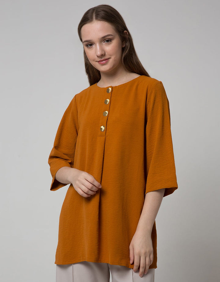 St. Yves Long Sleeve Blouse 7/8 Long Top Air Flow 4 Button