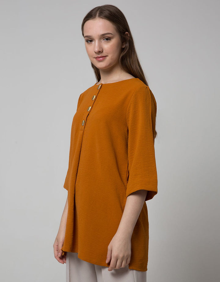 St. Yves Long Sleeve Blouse 7/8 Long Top Air Flow 4 Button