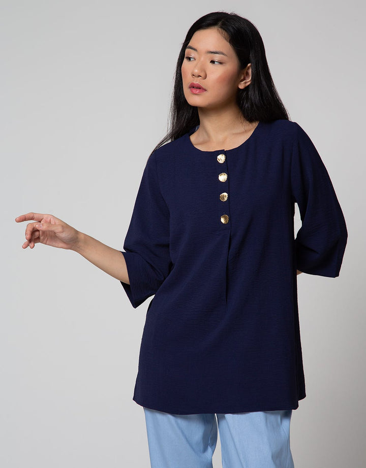 St. Yves Long Sleeve Blouse 7/8 Long Top Air Flow 4 Button