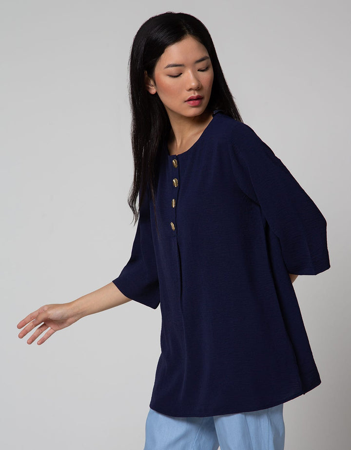 St. Yves Long Sleeve Blouse 7/8 Long Top Air Flow 4 Button