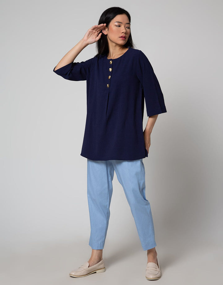 St. Yves Long Sleeve Blouse 7/8 Long Top Air Flow 4 Button