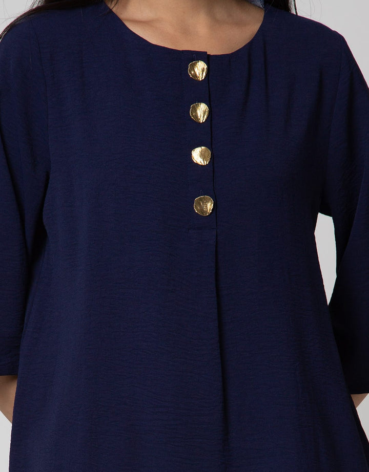 St. Yves Long Sleeve Blouse 7/8 Long Top Air Flow 4 Button