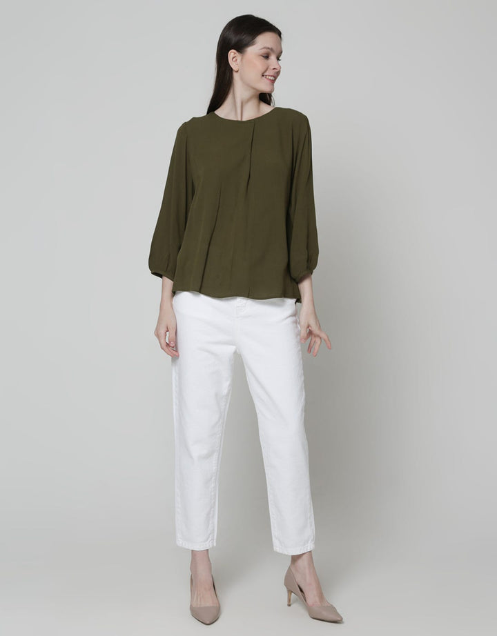 St. Yves Long Sleeve Blouse 78 Rayon Krinkle
