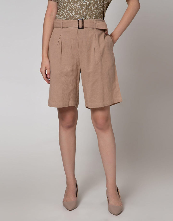 Connexion Bermuda Pants Linen Look With Buckle
