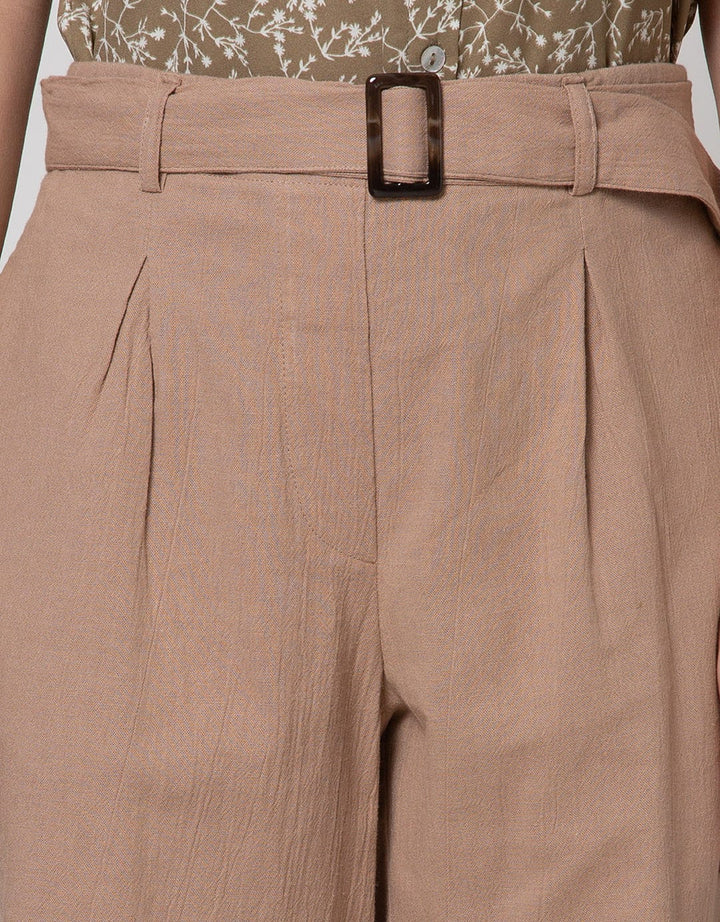Connexion Bermuda Pants Linen Look With Buckle