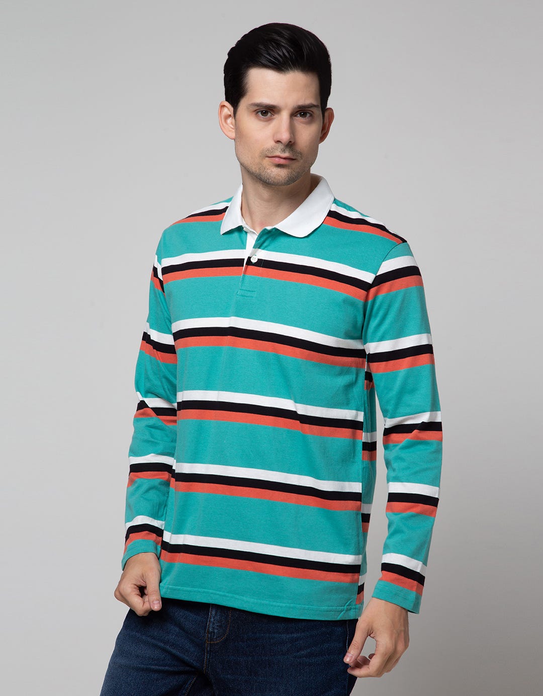 Nevada Long Sleeve Engineering Stripe Polo Shirt