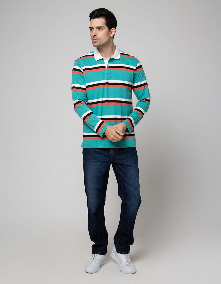 Nevada Long Sleeve Engineering Stripe Polo Shirt