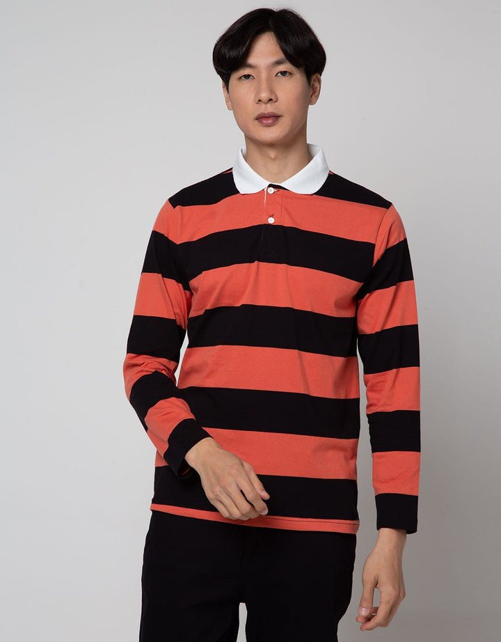 Nevada Long Sleeve Polo Shirt Combed Engineering Stripe