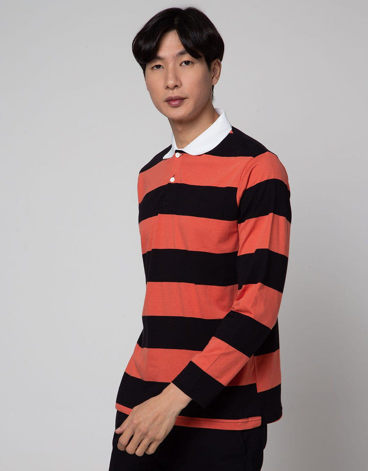Nevada Long Sleeve Polo Shirt Combed Engineering Stripe