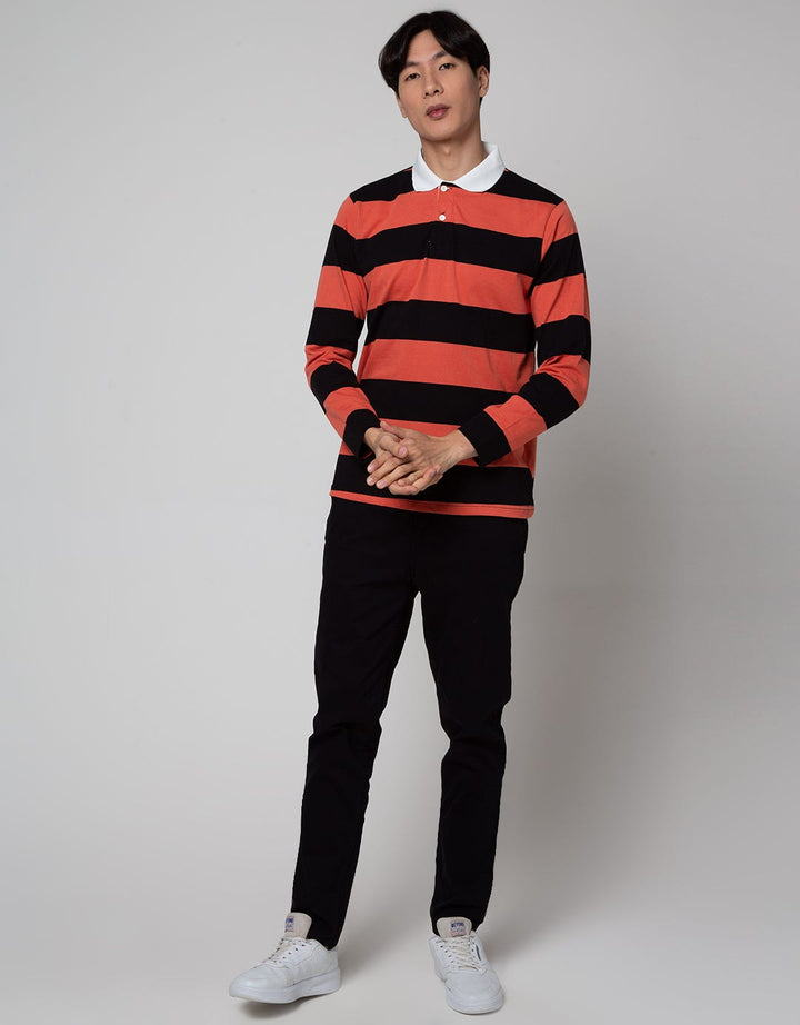Nevada Long Sleeve Polo Shirt Combed Engineering Stripe