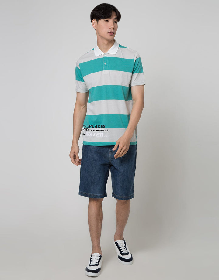 Nevada Short Sleeve Polo Shirt Combed Engineering Stripe 30S