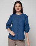 Connexion Long Sleeve Blouse 78 Sleve Chambray Tangan Karet