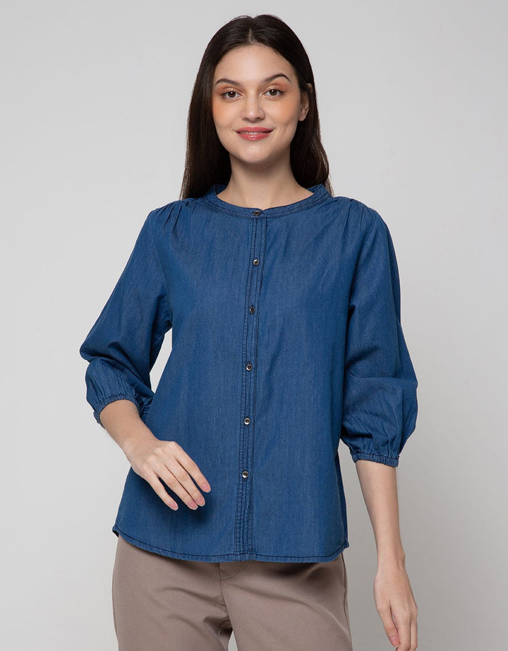 Connexion Long Sleeve Blouse 78 Sleve Chambray Tangan Karet