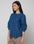 Connexion Long Sleeve Blouse 78 Sleve Chambray Tangan Karet