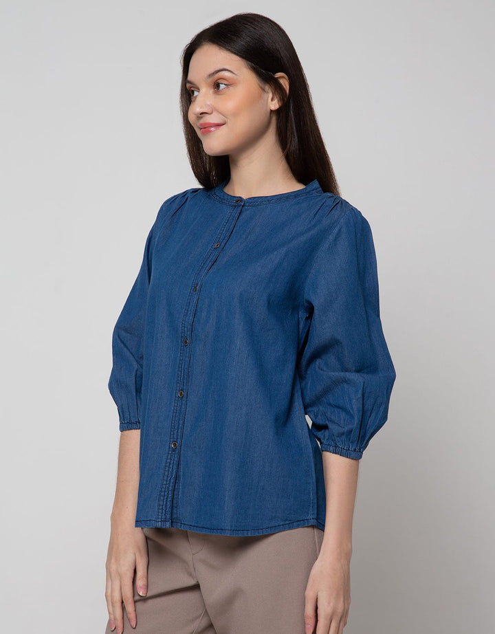Connexion Long Sleeve Blouse 78 Sleve Chambray Tangan Karet