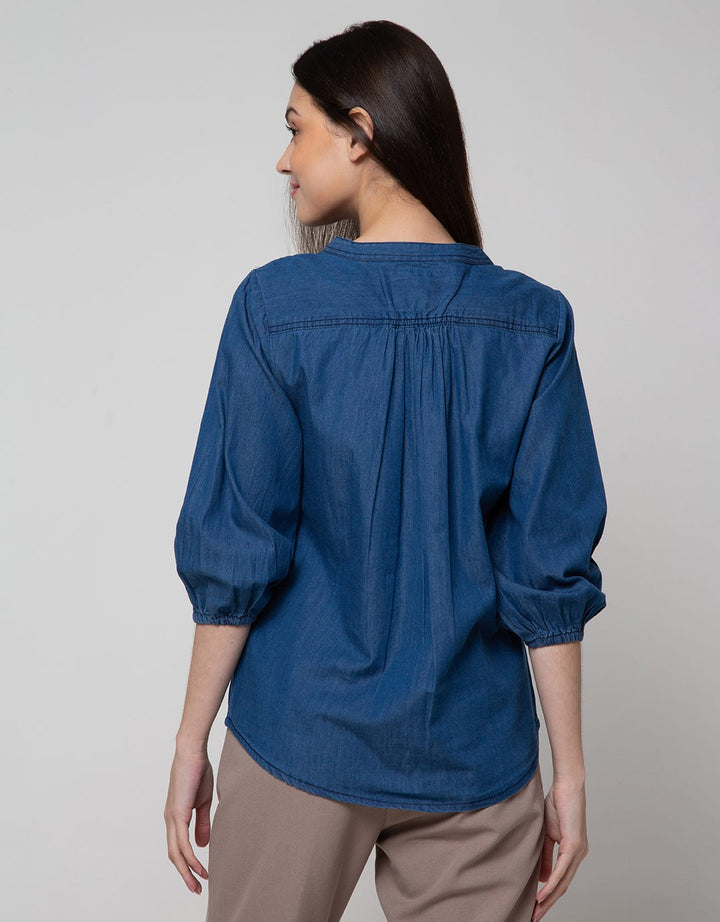 Connexion Long Sleeve Blouse 78 Sleve Chambray Tangan Karet