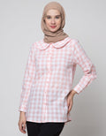 Annisa Long Seeve Shirt Peterpan Gingham Blouse