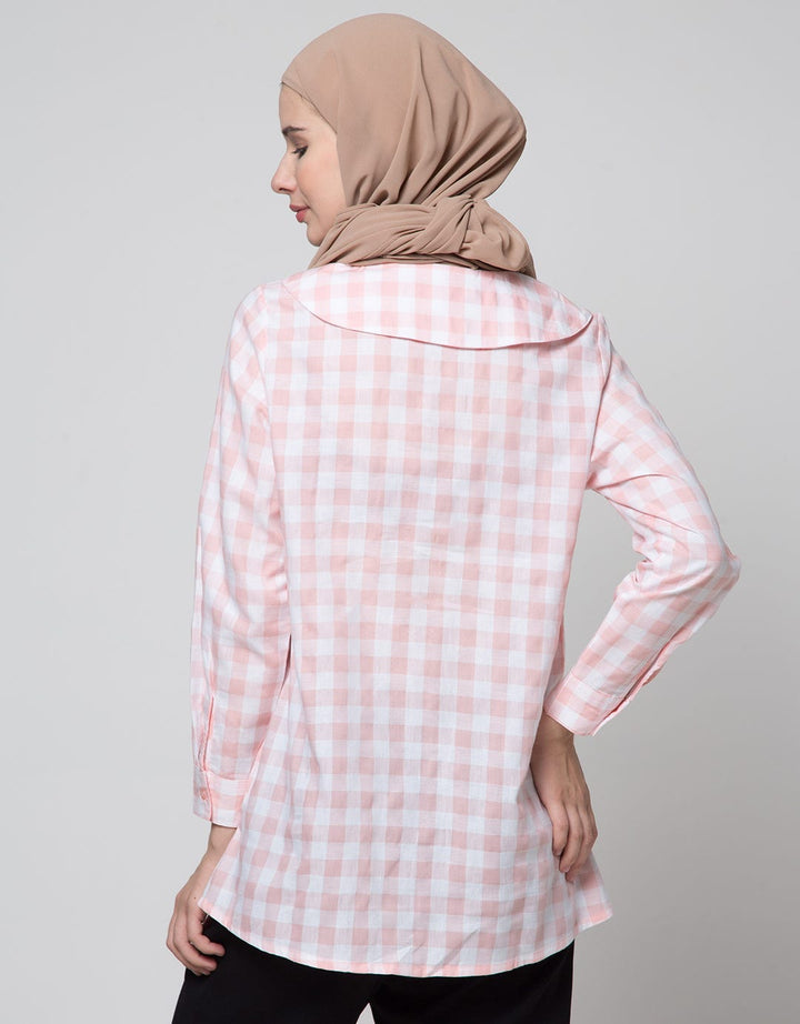 Annisa Long Seeve Shirt Peterpan Gingham Blouse