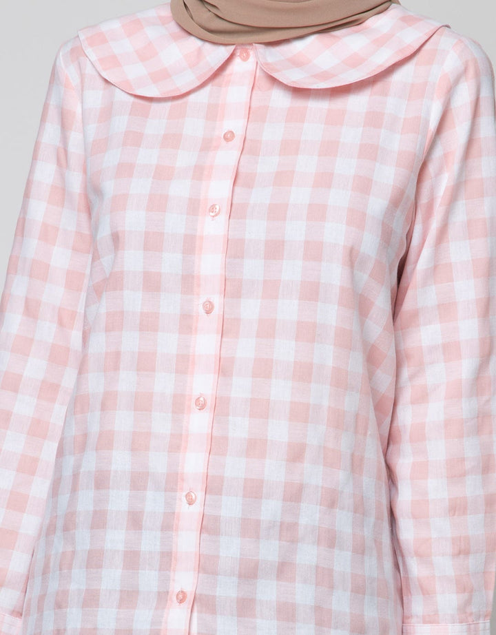 Annisa Long Seeve Shirt Peterpan Gingham Blouse