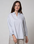 Connexion Long Sleeve Blouse Stripes Cott Nylon Oversize