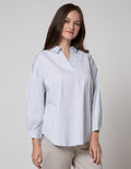 Connexion Long Sleeve Blouse Stripes Cott Nylon Oversize