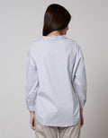 Connexion Long Sleeve Blouse Stripes Cott Nylon Oversize
