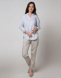 Connexion Long Sleeve Blouse Stripes Cott Nylon Oversize