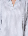 Connexion Long Sleeve Blouse Stripes Cott Nylon Oversize