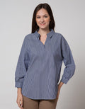 Connexion Long Sleeve Blouse Stripes Cott Nylon Oversize