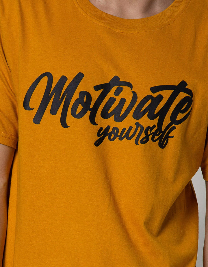 T Zone Short Sleeve T-Shirt Big Size Print Theme Statement - Motivate